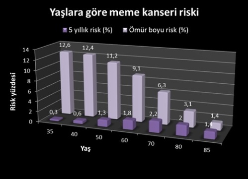 Farklı yaşlarda meme kanser riski sıklığı